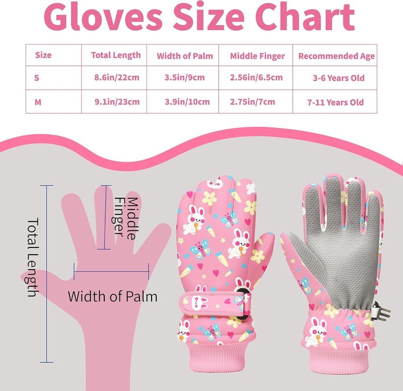 WRTMBOIF Kids Winter Snow Ski Gloves, Waterproof Cold Weather Insulated Outdoor Snowboard Gloves for Toddler Girls 3-11Y - Image 4